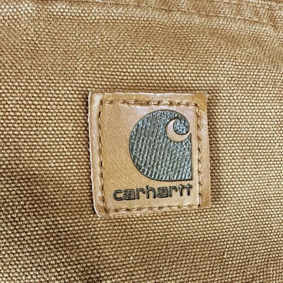 VTG Carhartt Men 44x32 Carpenter Canvas Dungaree Pants Brown Union Made USA B11 - Picture 4 of 16